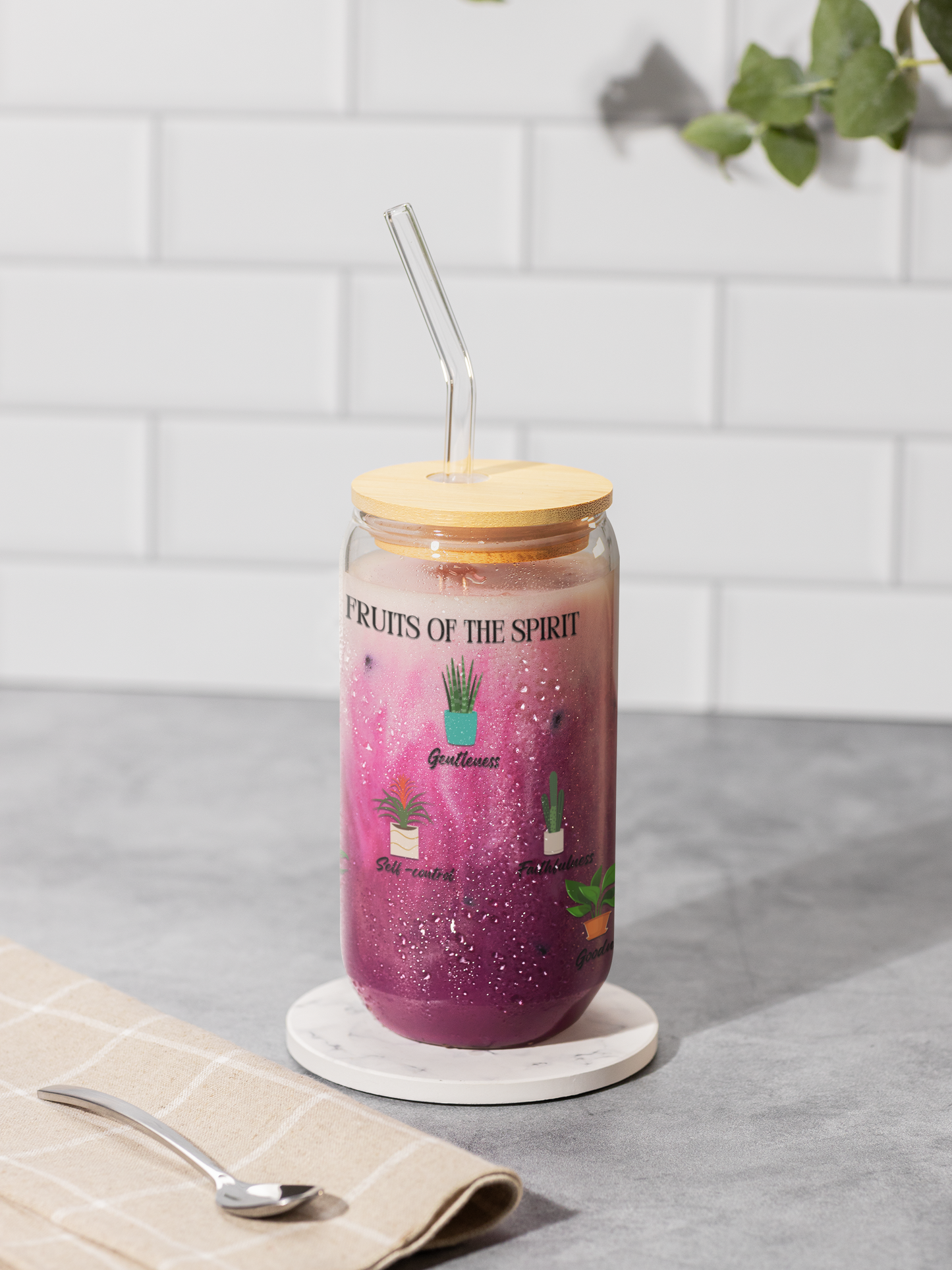 Fruit of the Spirit Glass Can